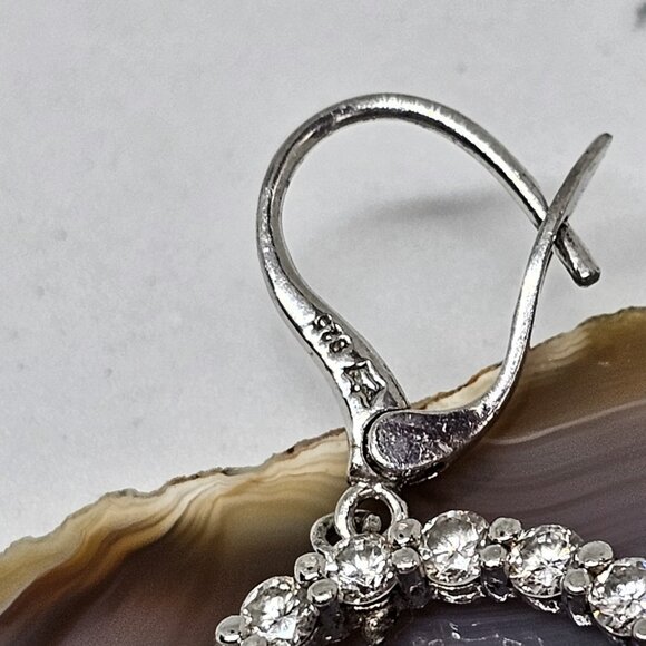 Premier Designs 925 Sterling Silver CZ Crystal Pearl Dangle Earrings Circle - Picture 6 of 12